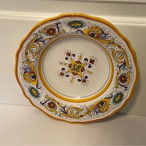 DERUTA RAFFAELLESCO SCALLOPED LARGE RIM SOUP BOWL WHITE YELLOW 10” ITALY HOME
